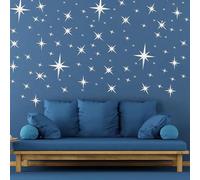 Lapiglo Star Shaped Mirror Wall Stickers 42 Pcs, Removable 3D Acrylic Decals Bedroom TV Background, Bright Reflective Home Decor Silver
