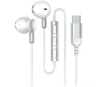 Lapiglo Type C In-Ear Headphones 14.2mm Dynamic Driver Sweat Resistant Wired Earbuds with Volume Control for iPhone 15 White(White)