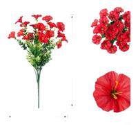 Lapiglo UV Resistant Artificial Morning Glory Bouquet, Lifelike Silk Eucalyptus Flowers for Home Wedding Photography Props, 12 Pack(Red)