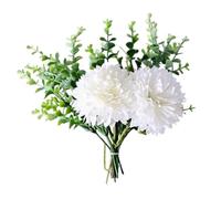 Lapiglo White Artificial Chrysanthemum Bouquet Silk Flowers Wedding Home Decor Photography Props 20cm 2 Pack