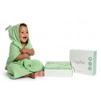 Lapinet 100% Organic Cotton Luxury Baby Hooded Bath & Pool Towel, Boy & Girl Gender Neutral Green Apple Fruit Design, Soft & Absorbent Infant Essential, New Parent Gift for Newborn to Toddler 75x75cm