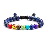 Lapis Lazuli Braided 7 Chakra Feng Shui Bracelet - Adjustable Unisex Yoga Meditation Energy Healing Jewelry