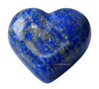 Lapis Lazuli Crystal Heart Palm Stone - Pocket Massage Worry Stone for Natural Body Chakra Balancing, Reiki Healing and Crystal Grid