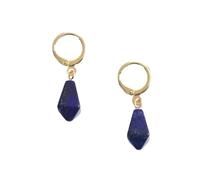 Lapis Lazuli Dangle Huggie Hoop Earrings for Women, Retro Simple Handmade Gemstone Earrings Elegant Glamour Jewelry Gifts for Women Girls