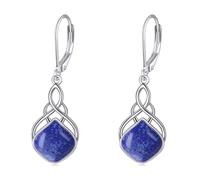 Lapis Lazuli Earrings Sterling Silver Irish Celtic Knot Teardrop Drop Earrings Lapis Leverback Earrings Jewellery Gifts For Women Girls