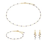 Lapis lazuli necklace, bracelet and earrings for women Sloya Elyssa Bleu 16,5/20,5 cm