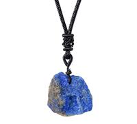 Lapis Lazuli Necklace - Lapis Lazuli Pendant Set | Handwoven Lapis Lazuli Raw Stone Pendant, Handwoven Natural Lapis Lazuli Crystal Pendant, Collectable Blue Charm Crystal Pendant