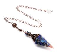 Lapis Lazuli Reiki Healing Crystal Pendulum for Dowsing,Scrying,Meditation,and Healing,Natural Vintage Hexagonal Reiki Gemstone Point Pendant for Divination Wicca,Chakra Balance,and Spiritual Guidance