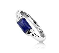 Lapis Lazuli Ring - Rectangular Signet Ring for Men and Women - 925 Sterling Silver - Rhodium-Plated - Fine Jewellery with Genuine Lapis Lazuli Gemstone - Minimalist Elegant Blue Stone Ring, Gemstone