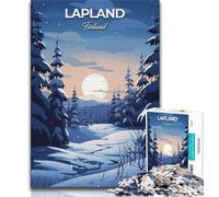 Lapland Finland Travel Jigsaw Puzzles for Teenagers 1000 Piece,Challenging Game And Family Play with Fully Interlocking Randomly Shaped Pieces 75x50cm