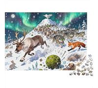 Lapland Reindeer Migration Wooden Jigsaw Puzzle Waterproof 1000 Piece Puzzles for Adults Colourful Home Decoration