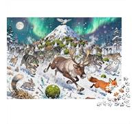 Lapland Reindeer Migration Wooden Jigsaw Puzzle Waterproof 1000 Piece Puzzles for Adults Gifts Challenging And Brainteasing Games