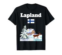 Lapland winter trip reindeer snowy Finland flag souvenir T-Shirt