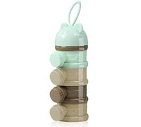 LAPONO Milk Powder Dispenser Formula,Portable 4 Layers Kids Baby Storage Container Stackable Pots 240ml BPA Free Snack/Grain/Food/Fruit Box Non-Spill for Infant Toddler Children Travel （Green）