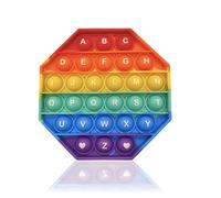 LAPONO Push Pop Bubble Sensory Fidget Toy, Rainbow Poppets Silicone Anxiety Relief Finger Toys For Kids And Adults Autism for ADHD Squeeze Toys Classroom Therapy Party Favours (Letters)