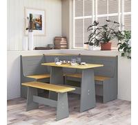 LAPOOH Corner Bench 151 cm Solid Wood Pine Honey Brown and Grey-327248