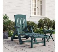 LAPOOH Folding Sun Lounger with Wheels Green PP,Sunlounger,Patio Seating,Sun Lounger for Garden,Outdoor Chair(SPU:364697)