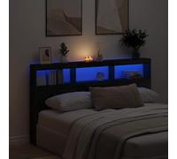 LAPOOH Headboard Cabinet with LED Black Oak 180x17x102 cm-863136