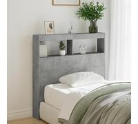 LAPOOH Headboard Cabinet with LED Concrete Grey 100x17x102 cm,Headboard for Bed,Headboard Cabinet with LED,Headboard Cabinet Bedroom-839185