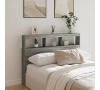 LAPOOH Headboard Cabinet with LED Grey Sonoma 140x17x102 cm,Headboard for Bed,Headboard Cabinet with LED,Headboard Cabinet Bedroom-839201