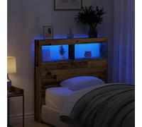 LAPOOH Headboard Cabinet with LED Old Wood 100x17x102 cm-863125