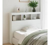 LAPOOH Headboard Cabinet with LED White 120x17x102 cm,Headboard for Bed,Headboard Cabinet with LED,Headboard Cabinet Bedroom-839189
