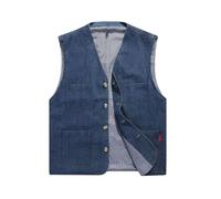 LApooh Men'S Denim Vest Gilet, Casual Denim Cotton Utility Vest Button Up Outdoor Pocketed Waistcoat, Vintage Sleeveless Jacket Cowboy Jeans Waistcoat Outwear,Denim Blue,3Xl