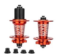 LAPOOH Mountain Bike Hub 32 Hole Disc Brake High Performance Lightweight Front Rear Hub Compatible with 8 9 10 11 12 13 Speed Cassette for Professional Cyclists Black Red Oran (Red)