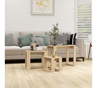 LAPOOH Nesting Tables 3 pcs Sonoma Oak Engineered Wood,Nesting Coffee Tables,Nesting Tables,Living Room Furniture-808606