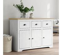 LAPOOH Sideboard BODO White and Brown 115x43x79.5 cm Solid Wood Pine,Sideboard,Kitchen Cabinet,Storage Cupboard,Sideboard Cupboard(SPU:355066)