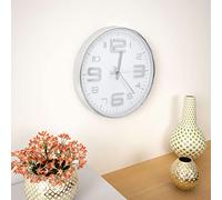 LAPOOH Wall Clock 30 cm Silver,Wall Clocks for Home Living Room Bedrooms Office Kitchen School-50632