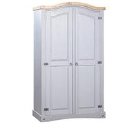 LAPOOH Wardrobe Mexican Pine Corona Range 2 Doors Grey,Bedroom Wardrobe,Wardrobe Storage Organiser-282619