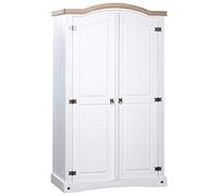LAPOOH Wardrobe Mexican Pine Corona Range 2 Doors White,Bedroom Wardrobe,Wardrobe Storage Organiser(SPU:282620)