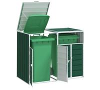 LAPOOH Wheelie Bin Storage for Double Bins Green 144x81x113 cm Steel,Household Supplies,Waste Containment Accessories,Waste Container Enclosures-4006175