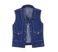 LApooh Women'S Sleeveless Denim Vest Waistcoat, Washed Distressed Sleeveless Jean Jacket Women'S Cardigans Plus Size Hip Hop Outfits Vintage Crop Jackets Streetwear,Blue,L