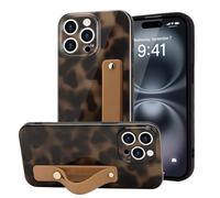 LAPOPNUT for iPhone 15 Pro Max Case with Wrist Strap, Cheetah Leopard Tortoise Shell Print Shockproof Soft TPU Protective Case Women Girls, Slim Anti Scratch Cover for iPhone 15 Pro Max 6.7",Yellow