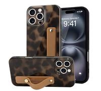 LAPOPNUT for iPhone 16 Pro Case with Wrist Strap, Cheetah Leopard Tortoise Shell Print Shockproof Soft TPU Protective Case Women Girls, Slim Anti Scratch Cover for iPhone 16 Pro 6.3 Inch,Yellow