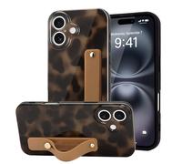 LAPOPNUT for iPhone 17 Case with Wrist Strap,Cheetah Leopard Tortoise Shell Print Shockproof Soft TPU Protective Case Women Girls,Slim Anti Scratch Cover for iPhone 17,Yellow