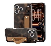 LAPOPNUT for iPhone 17 Pro Case with Wrist Strap,Cheetah Leopard Tortoise Shell Print Shockproof Soft TPU Protective Case Women Girls,Slim Anti Scratch Cover for iPhone 17 Pro,Yellow