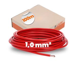Lapp 100 m H05V-K 1.0 mm² Red Wiring Cable - Flexible PVC Single Core | Copper stranded conductor class 5 for control cabinets and machines, fine wire core suitable for dry rooms and pipes