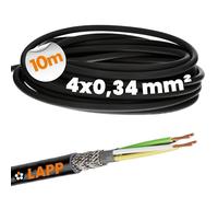 Lapp 1030497 LiYCY Shielded Signal and Control Cable - 4 x 0.34 mm², UV-Resistant, 4-Core for LED, Data, and Outdoor Use - 10 m Black