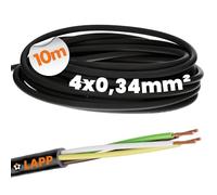 Lapp 10m LiYY Control Cable 4x0.34 mm² Black - 4 Core PVC Data Signal Line | Solderable 10 metre connection cable for LED, RC model building and electronics, space-saving PVC sheath, oil resistant