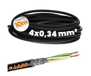 Lapp 10x LiYCY 4x0.34 mm² Shielded Signal Control Cable, 10m, UV-Resistant | 4-Core black PVC data wire for LED, computing and outdoor use. Shielded 5.7 mm diameter cable for interference-free signals.