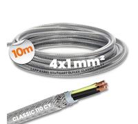 Lapp 1135204 Ölflex Classic 110 CY Shielded Control Cable 4x1 mm² with Green/Yellow Protective Conductor, Shielded 4 Core Control Cable, Transparent Outer Sheath, 10 Metres