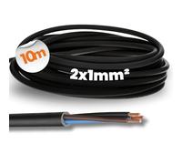 Lapp 2 Core 1 mm² Mains Power Cable, H05RN-F Rubber Sheath, Black, 100m | Flexible 2x1mm² copper hose line suitable for lighting, kitchen appliances, and light workshop tools in indoor or outdoor