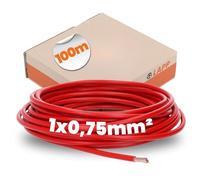 Lapp 4510042 H05V-K 0.75 mm² Hook up Wire, 100 m Control Cable, Red | Single core PVC insulation, stranded copper conductor class 5, for internal wiring of devices, lights and signal systems