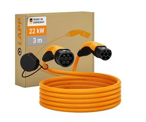 LAPP Mobility EV Charger 22 kW Type 2/32 A / 3-phase/Charging Cable for Electric Vehicle Charger, Smooth Surface / 3 Metres/orange