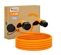 LAPP Mobility EV Charger Type 2 7,4 kW / 32 A / 1-phase/Charging Cable for Electric Car Charger, Smooth Surface / 5 Metres/Mode 3 / orange