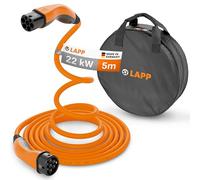 Lapp MOBILITY Helix Type 2 charging cable set with transport bag, self-rolling, 22 kW, 5 m, 32 A, 3-phase, Mode-3, IP55, for electric cars & plug-in hybrids, for wallbox & charging station, 79588