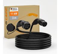 Lapp Mobility Type 2 Charging Cable black, 11 KW 3 m - 20a Charging Cable E Car 3-Phase - IP55 Protected Charging Cable Mode 3 - Charging Cable Type 2 with Corrosion-resistant Plug Contacts 75747
